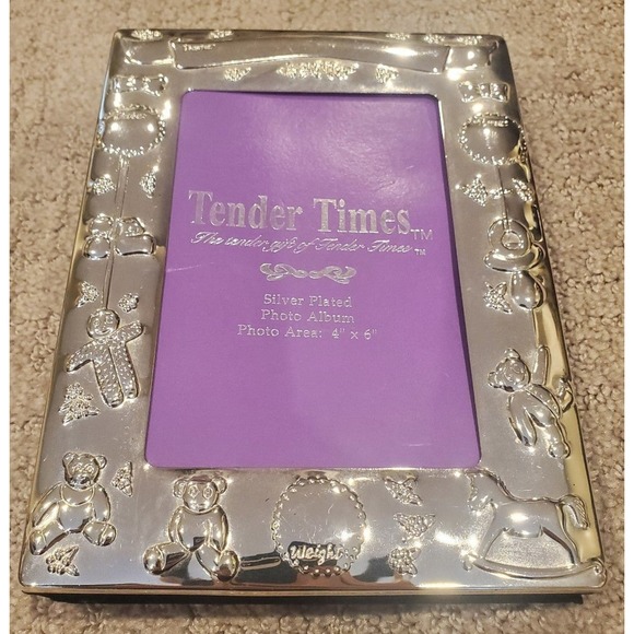 Tender Times Silver Plated Photo Album 4 x 6 Nursery Themed Great Baby Gift - Picture 1 of 12